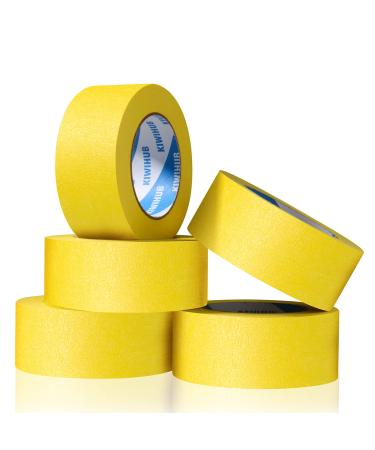 KIWIHUB Yellow Painters Tape 2 x 60 Yards x 5 Rolls (300 Yards Total) - Medium Adhesive Masking Tape for Painting Labeling DIY Crafting Decoration and School Projects 2  60 yards Yellow 5