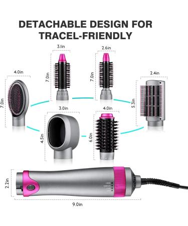6-in-1 Hair Dryer Brush and Volumizer - Detachable Styler for Straightening, Curling, Drying - One-Step Hot Air Brush for Styling - Buy Online on SooperMarket.com