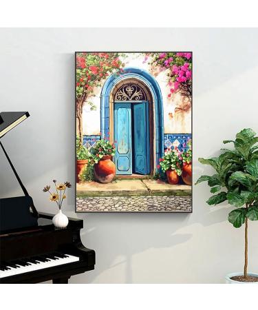 Amphol DIY Paint by Number Kit | Acrylic Painting for Adults and Kids | Easy Oil Painting Set | 16 x 20 | Home Wall Decor Gift | Blue Door Design - Buy Online on SooperMarket.com