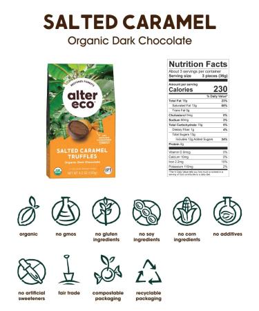 Alter Eco Organic Salted Caramel Truffles Dark Chocolate 4.2 oz (120 g) - Buy Online on SooperMarket.com