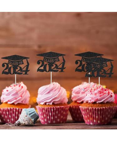 24Pcs 2024 Graduation Cupcake Toppers - Graduation Cake Decorations Class of 2024 Congrats Grad 2024 Cap Cupcake Picks for 2024 Graduation Party Supplies Black - Buy Online on SooperMarket.com