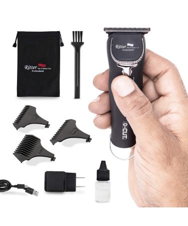 Ritter Hair & Beauty Care Professional Mini Trimmer, balding Clippers, Travel Trimmer, 0mm 1.6" Blade, Powerful 7Watt 2-speeds Motor, Li-ion Power, Work Corded & Cordless, 4 Hours Run Time (Black)