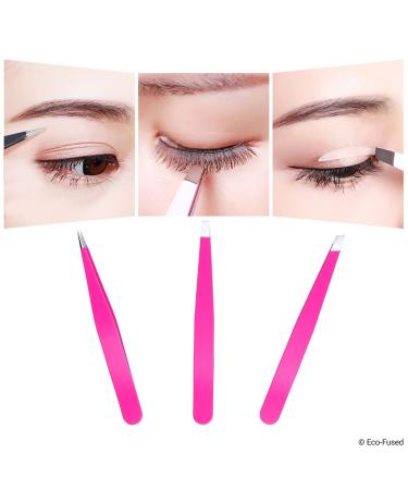 High Precision Tweezers Set - Pluck Eyebrows, Apply Fake Eyelashes, Remove Hair - Pink/Black - Buy Online on SooperMarket.com