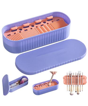 Makeup Brush Cleaner with Cleaning Mat 3-in-1 Cosmetic Brush Cleaner for Cleaning Organizer & Drying Portable Makeup Brush Holder 8.7x3.5x2.2 inch.