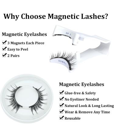 2 Pairs Magnetic Eyelashes Magnetic Lashes Magnetic Eyelashes Natural Look with Applicator Reusable Fake Lashes No Glue Fluffy False Eyelashes - Buy Online on SooperMarket.com