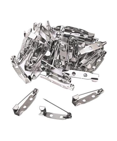 Shapenty 30PCS Locking Pins Backs Safety Clasp Brooch Badge Bar Jewelry Pins for DIY Craft Name Tags Toy Ribbon Corsages Costume Jewelry Making Sewing Felt Fabric Baby Shower Wedding (Silver  25MM) Silver 25MM