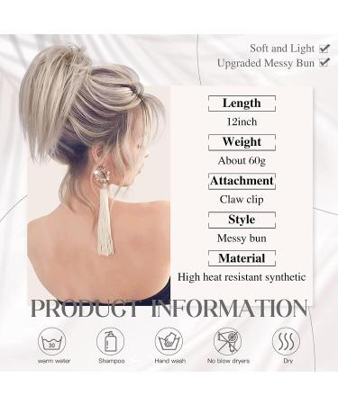 PORSMEER 10 Inch Claw Clip Ponytail Hair Extension in Silver Blonde - Messy Bun Chignon Updo for Women and Girls - Buy Online on SooperMarket.com