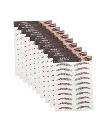 Baluue 9 Sheets Eyebrow Transfer Stickers 6d Eyebrows Stickers Eyebrow Grooming Sticker 21x14.7cm Brown