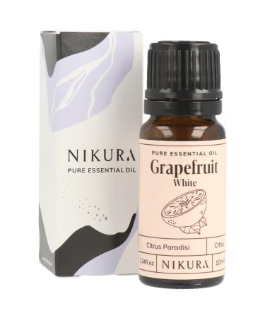 Nikura Grapefruit (White) Essential Oil - 10ml | 100% Pure Natural Oils | Perfect for Aromatherapy Diffusers Humidifier Bath | Great for Boosting Mood Enhancing Focus Study | Vegan & UK Made 10 ml (Pack of 1)