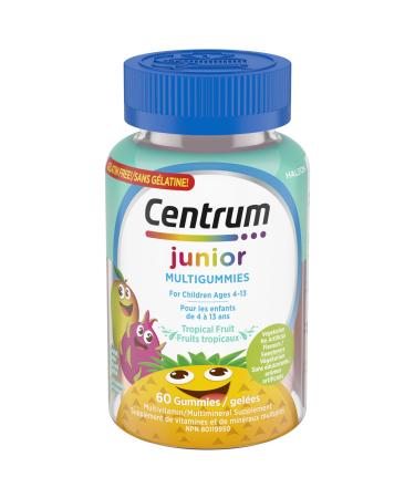 Centrum Junior MultiGummies Tropical Fruit Multivitamin and Multimineral Supplement Pineapple-Mango Dragonfruit and Passionfruit Flavours 60 count