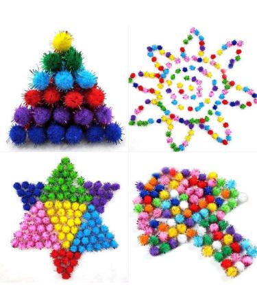 Colored Glitter Pompom Balls - 270pcs DIY Craft Supplies for Christmas Decor - Buy Online on SooperMarket.com
