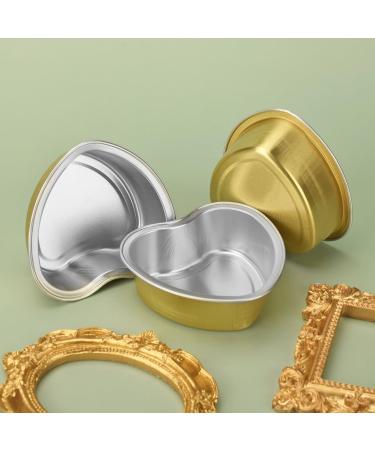 10pcs Heart Shaped Wax Melting Bowls - Gold Aluminum Foil Wax Bean for Hair Removal - Large Size Perfect for Home Use - Buy Online on SooperMarket.com