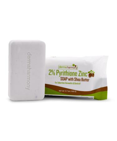 Dermaharmony 2% Pyrithione Zinc Shea Butter Bar Soap 4 oz for Seborrheic Dermatitis and Dandruff (4 oz)