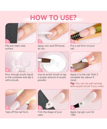 Saviland Acrylic Nail Kit - 4PCS Clear/White/Pink/Nudes Powder and Liquid Set for Nail Extension - Non-Acid PH Bond, Brush, Dappen Dish - Perfect for Beginners DIY - Buy Online on SooperMarket.com