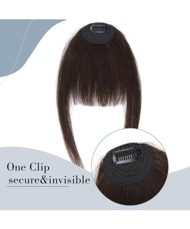 Clip in Fringe Extension Air Bangs With Temples Clip in Bangs 100% Remy Human Hair French Bangs Hairpieces #02 Dark Brown - Buy Online on SooperMarket.com