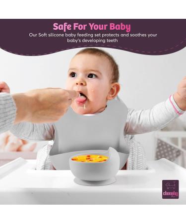 CHEEKYCHOPS 9 PCS Baby Weaning Set & Ebook - Slate Grey | Baby Plate, Bib, Cup, Bowl, Spoon & Recipe Ebook - Buy Online on SooperMarket.com