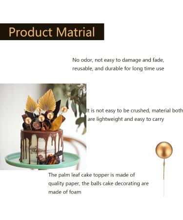 8 Pcs Gold Cake Topper Decorations Gold Palm Leaf Cake Toppers With Gold Cake Insert Decoration cake decorations for Birthday Party WeddingValentine's Day Baby Shower Diy - Buy Online on SooperMarket.com