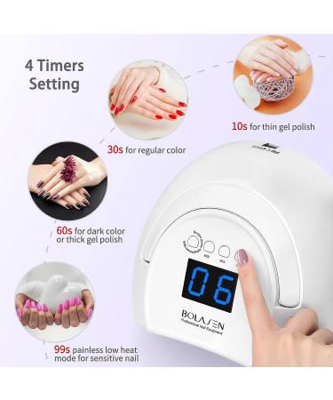 BOLASEN 80W UV Nail Lamp for Fast Gel Polish Curing | Salon Quality LED Nail Dryer with 42 Beads and 4 Timers | Auto Sensor | Gift for Women - Buy Online on SooperMarket.com