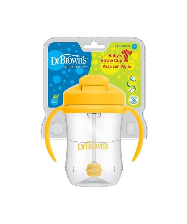 Dr. Brown's Milestones Baby's First Straw Sippy Cup 6m+ 9 oz Vintage Yellow - Buy Online on SooperMarket.com