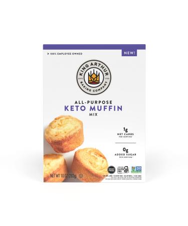 King Arthur Baking Keto Muffin Mix, All Purpose, 1g Net Carbs 0g Added Sugar Per Serving, Low Carb & Keto Friendly, 10 oz, White