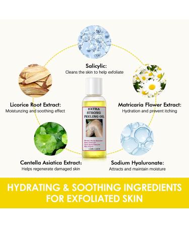 Yellow Peeling Oil for Dark Skin - Strong Extra Strength Exfoliating Solution with Salicylic Sodium Hyaluronate - 110ML/3.66 OZ - Buy Online on SooperMarket.com