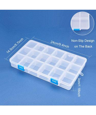 Benecreat 4 Pack Large Transparent Plastic Storage Box with Adjustable Dividers - 18 Grids for Jewelry Beads, Tools, and Craft Accessories - 9.4x5.7x1.18 Inch - Buy Online on SooperMarket.com