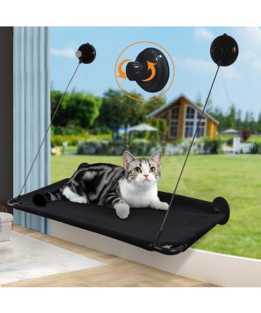 Cat Window Hammock, Cat Window Perch, Cat Hammock Window Cat Shelf, Cat Window Bed Window Hammock Cat Bed Window, Window Cat Hammock Bed for Large Cats, Cat Window Perch with Upgraded Suction Cups Black