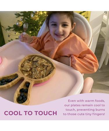 Nohla Baby Weaning Suction Plate - Billie the Bunny - Cherry - 100% Bamboo & FDA Silicone - Spill-Proof Base - BPA-Free - Ideal for 6 Months - Buy Online on SooperMarket.com