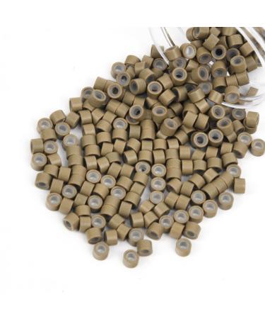Vlasy 200 Pcs Silicone Micro Rings for I Tip Hair Extensions 4mm Micro Nano Beads Micro Links Hair Beads (Light Brown) Micro-4mm-200Pcs Light Brown