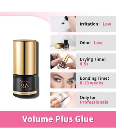 Beauty7 Volume Plus 0.1s Fast Drying Retention 8 WEEKS Eyelash Black Glue Eyelash Extension Glue Individual Lash Extensions Professionals Used Only (10ml) - Buy Online on SooperMarket.com
