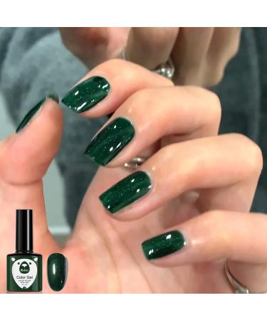 Green Gel Nail Polish Glitter Dark Green Emerald Green Gel Polish Autumn Soak off LED/UV Lamp Manicure Nail Varnish Sets for Christmas Women Nail Art Salon DIY Home