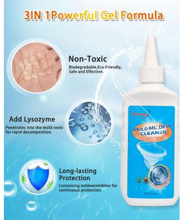 Deuvuo Mould Remover Gel UK 280g 2 Pack Mold And Mildew Remover Gel With Brush For Washing Machine Mould Extreme Gel For Bathroom Painted Walls Tiles Ceiling Window Seals Wood (10 Fl Oz) 140 ml (Pack of 2) - Buy Online on SooperMarket.com