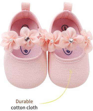 2 x Toddler Flower Girl Shoes + Headband | Non-Slip Soft Special Occasions Christening Wedding Party Shoes | Size 0-6 Months | Pink - Buy Online on SooperMarket.com