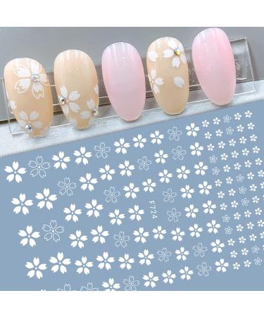 8 Sheets MiaoWu White Cherry Blossoms 3D Nail Art Stickers for Acrylic Nail Decoration - Buy Online on SooperMarket.com
