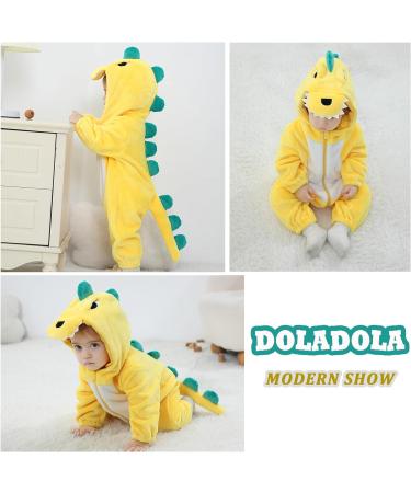 Doladola Baby Cartoon Animal Hooded Onesie | Infant Pajamas Romper | Yellow Dinosaur | 2.5-3.5 Years - Buy Online on SooperMarket.com