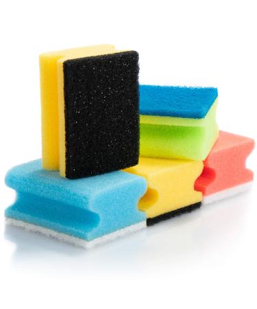 COM -FOUR 5x Pop cleaner made of plastic - universal cleaning sponge with grip cowl and scouring pad - wet sponge - flush sponge color selection varied (005 pieces - color mix)