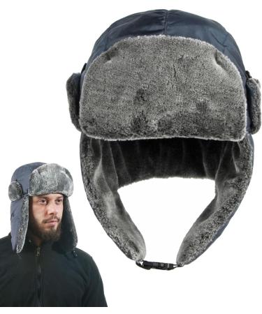 Neamou Warm Winter Hats for Hunting & Outdoor Activities | Coldfoot Tapper Hats with Ear Flaps | Navy Blue Ear Care Hats for Skiing Cycling & More - Buy Online on SooperMarket.com