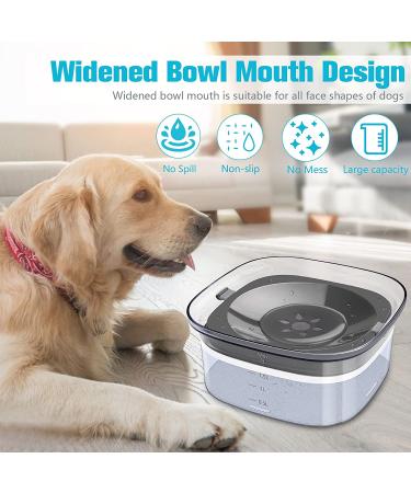 UPSKY 70oz No Spill Dog Water Bowl - Large Capacity Slow Feeder & Transparent Dispenser for Dogs and Cats - Travel-Friendly Design - Grey - Buy Online on SooperMarket.com