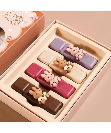 Domality 4pcs Bunny Rabbit Lip Gloss Set | 4 Colors Matte Velvet Mousse Liquid Lipstick | Long Lasting & Waterproof Lip Makeup Kit - Buy Online on SooperMarket.com