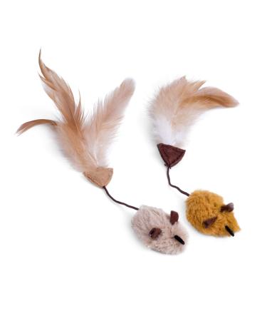 Petface Feather Tail Mice Cat Toy Pack of 2 2 Pack Mice