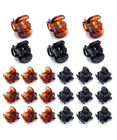 24 Pcs Mini Hair Clips Hair Claws Pins Clamps Hair Accessories Clips Small Micro Hair Jaw Clips for Women Girl's Hair 2 Colors Black & Brown