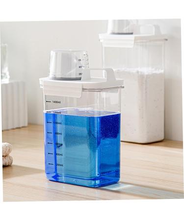 1PC Laundry Detergent Dispenser 1800ml Clear Airtight Washing Powder Dispenser with Scale and Cup Detergen Box for Solid Liquid 1800ml with scale - Buy Online on SooperMarket.com