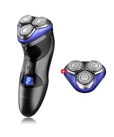 Limural Mens Electric Razors for Shaving, Electric Shavers for Men with Extra Replacement Blade LED Cordless Rechargeable Wet/Dry, Cordless Close Shave Men’s Grooming Kit with Pop-up Beard Trimmer Blue