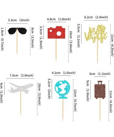 Cyodoos 24 PCS Travel Bon Voyage Airplane Cupcake Toppers Airplane Suitcase map Cake Topper Picks for World Awaits Travel Themed Party Birthday Party Baby Shower Wedding Party Decorations - Buy Online on SooperMarket.com