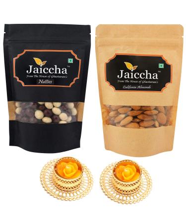 Jaiccha Ghasitaram Diwali Gifts Chocolate - Pack of 2 Nutties and Almond Pouches Big 400 GMS with 2 T-Lites