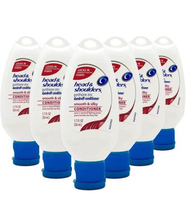 Head and Shoulders Smooth and Silky Conditioner Fights Dandruff and Smooths Dry Frizzy Hair 1.7 Ounce (Pack of 6) White