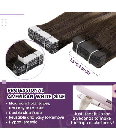 Laavoo Real Hair Extensions - Balayage Brown Tape-In Extensions Ombre 60cm 50g 20pcs #4/18/4 - Buy Online on SooperMarket.com