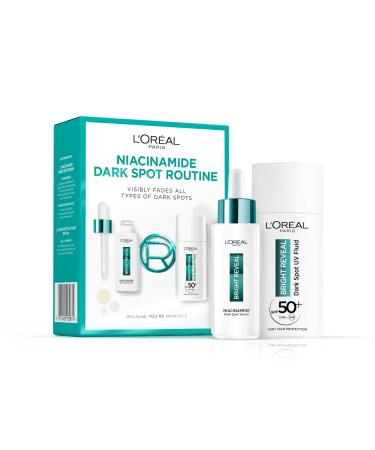 L'Or al Paris Bright Reveal Niacinamide Dark Spot Routine Niacinamide Dark Spot Serum + UV Fluid SPF50+ Visibly Fades All Types of Dark Spots: Post-Acne Marks Hormonal Spots Sun Spots & Age Spots