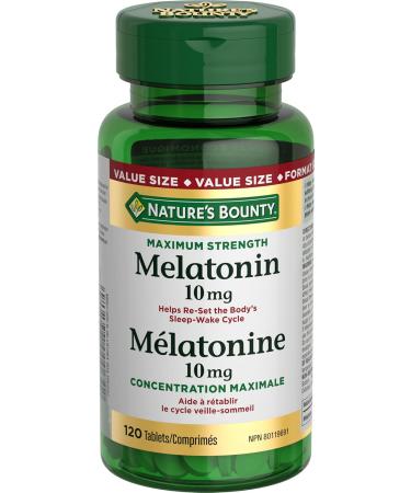 Nature's Bounty Melatonin 10mg 120 Count Value Size Helps Reset Body's Sleep-Wake Cycle Reduce Effects of Jet-lag Reduce Time it Takes to Get to Sleep & Time Release Vitamin B-12 Tablet 1500 mcg - Buy Online on SooperMarket.com
