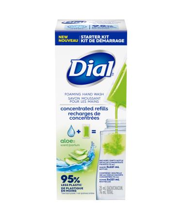 Dial Foaming Hand Wash Concentrate Starter Kit Includes Bottle and 3 Concentrated Sachets Aloe 74mL Aloe Vera 1 count (Pack of 1)